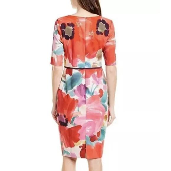 Trina Turk Midcentury Floral Sheath Dress Red Size 8 - Picture 2 of 5